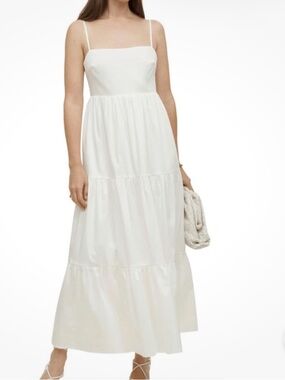 Reformation East White Organic Cotton Tiered Maxi Dress